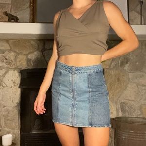 Pacsun two-toned denim mini skirt with zipper detail